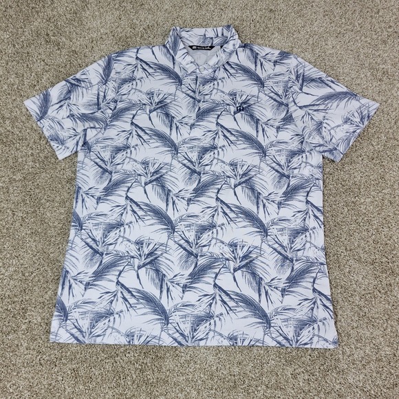 Travis Mathew Mens XL White AOP Floral Performance Stretch Polo Short Sleeve - Picture 2 of 6